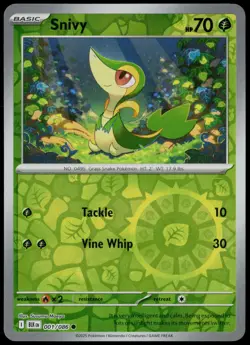 Snivy 001/086 Common Black Bolt Pokemon Card Reverse Holo Near Mint - Image 1