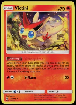 Victini 10/145 Holo Rare Guardians Rising Pokemon Card Moderately Played - Image 1