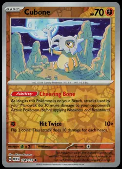 Cubone 104/165 Common 151 Pokemon Card Reverse Holo Near Mint - Image 1