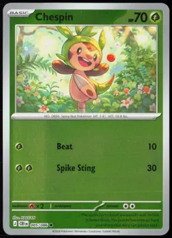 Chespin 005/086 Common Chaos Rising Pokemon Card Reverse Holo Near Mint - Image 1