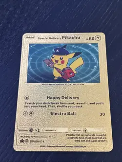 Special Delivery Pikachu Gold Foil Pokemon Card Promo Trading Card SWSH074 - Image 2
