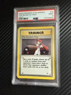 2000 Pokemon Gym Heroes The Rockets Trap Holo Rare 19/32 PSA 9 Mint Vintage - Image 1