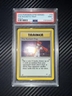 2000 Pokemon Gym Heroes The Rockets Trap Holo Rare 19/32 PSA 9 Mint Vintage - Image 2