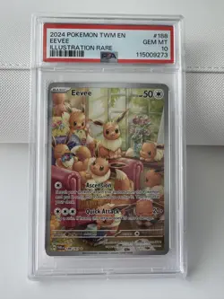 2024 POKEMON TWM EN-TWILIGHT MASQUERADE ILLUSTRATION RARE #188 EEVEE PSA 10 - Image 1