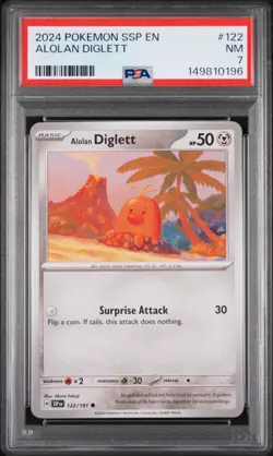 2024 POKEMON SSP EN-SURGING SPARKS #122 ALOLAN DIGLETT PSA 7 - Image 1