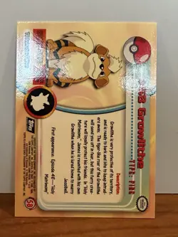 Vintage Pokemon Topps Black Label 2000 Foil Growlithe #58 - Image 2