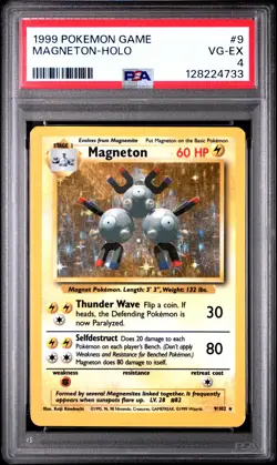 1999 POKEMON BASE SET UNLIMITED #9 MAGNETON-HOLO PSA 4 - Image 1