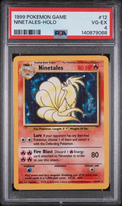 1999 POKEMON BASE SET UNLIMITED #12 NINETALES-HOLO PSA 4 - Image 1