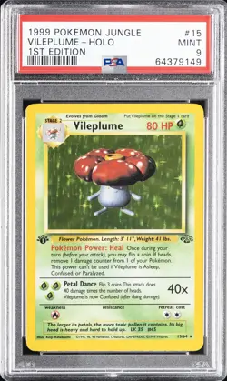 1999 POKEMON JUNGLE 1ST EDITION #15 VILEPLUME-HOLO PSA 9 - Image 1