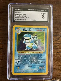 Blastoise Base Set Holo 2/102 1999 Red Dot Error CGC 8 Pokemon TCG - Image 1