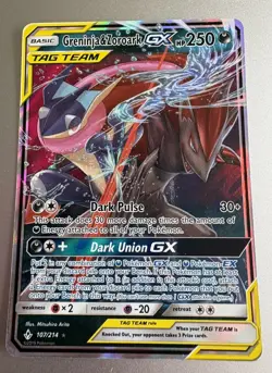 Greninja & Zoroark GX 107/214 Holo GX Rare Unbroken Bonds Pokemon - Image 1