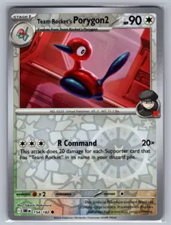 Team Rocket's Porygon2 154/182 Common Destined Rivals Pokemon Reverse Holo NM - Image 1