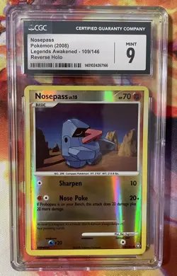 2008 Pokemon Legends Awakened #109/146 Nosepass Reverse Holo CGC 9 MINT - Image 1