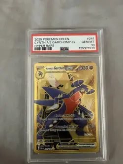 2025 Pokemon Cynthia’s Garchomp ex #241 Gold Hyper Rare PSA 10 GEM MINT Destined - Image 1