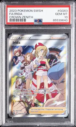 2023 POKEMON SWORD & SHIELD CROWN ZENITH #GG63 FULL ART/IRIDA PSA 10 - Image 1