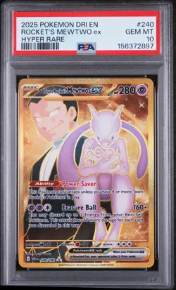 2025 Pokemon Dri En-Destined Rivals #240 Rocket'S Mewtwo Ex Hyper Rare PSA 10 - Image 1