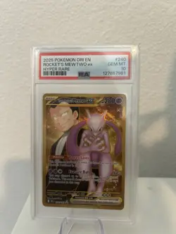 Pokemon 2025 Team Rocket's Mewtwo ex 240 Gold Hyper Rare Destined Rivals PSA 10 - Image 1
