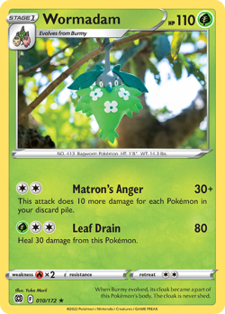 Wormadam 010/172 R (Yuka Morii) Brilliant Stars Pokemon Reverse Holo NM/M - Image 1