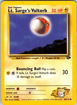 Lt. Surge's Voltorb 086/132 Gym Challenge Pokemon TCG MP Unlimited - Image 1