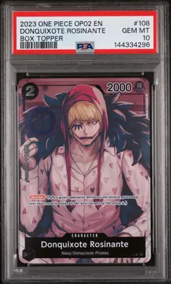 One Piece Donquixote Rosinante Box Topper (English) OP02-108 PSA 10 GEM MINT - Image 1