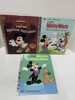Lot 3 Little Golden Books Mickey Mouse Disney HC Halloween Contest Surprise - Image 1