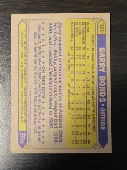Barry Bonds Card Lot of 11 including 1987 Topps #320 Rookie RC Pirates MVP - Image 3