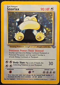 1999 Snorlax ⭐ 11/64 Unlimited Vintage WOTC Holo Rare Jungle Pokemon DAMAGED - Image 1