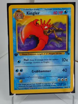 Kingler 38/62, Fossil 1st Edition NM Pokemon Card VTG - Image 1