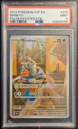 ⭐PSA 9 Mimikyu 075 ⭐Paldean Fates Promo Pokemon Card - Mint - Image 1