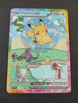 Pikachu EX Pokemon Bubbles Friend Fan Art Non Tcg Fan Art Card 2025 Holo - Image 1