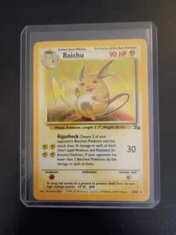 1999 Pokemon Fossil Unlimited #14 Raichu Holo Rare Card LP - Image 1