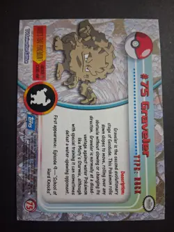 LP #75 Graveler Pokemon 1999 Topps TV Animation Edition Series 1 Blue Logo List1 - Image 2