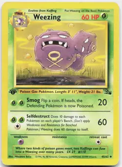 Weezing 45/62 Uncommon Fossil Pokemon 1st Edition Moderately Played - Image 1