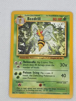 Pokemon TCG - Beedrill - 17/102 - Rare - Base Set Unlimited [Heavily Played] - Image 1