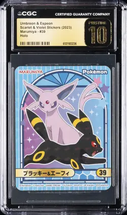 2023 POKEMON SCARLET & VIOLET STICKERS #39 UMBREON & ESPEON CGC 10 PRISTINE - Image 1
