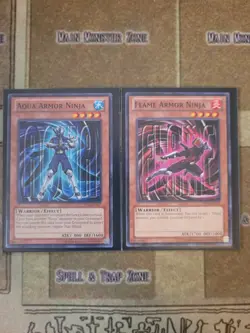 YUGIOH AQUA ARMOR NINJA + FLAME ARMOR NINJA SP13 STARFOIL UNLIMITED ED NM - Image 1