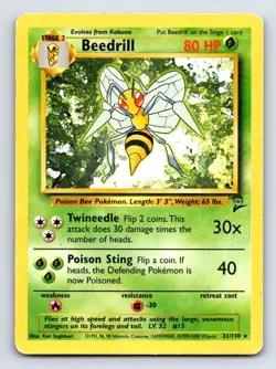 Beedrill 21/130 Rare Base Set 2 Pokemon Heavily Played - Image 1