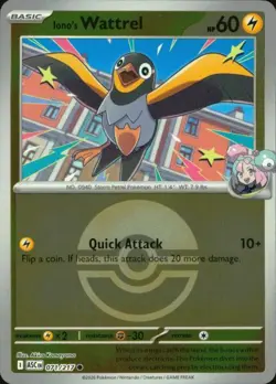 Iono's Wattrel (Poke Ball) 071/217 Ascended Heroes Pokemon Reverse Holo NM - Image 1