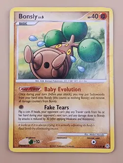 Bonsly LV.6 2007 Pokemon Diamond & Pearl Common 71/130 TCG DMG - Image 2
