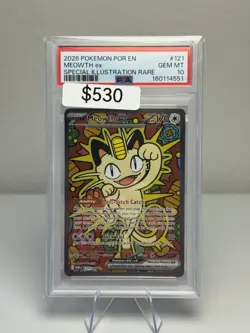 2026 POKEMON POR EN-PERFECT ORDER SPECIAL ILLUSTRATION RARE MEOWTH EX SIR PSA 10 - Image 1