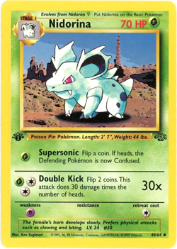 Nidorina (1st Edition) 40/64 - Jungle (JU) 1999 - Pokemon - English LP/MP - Image 1