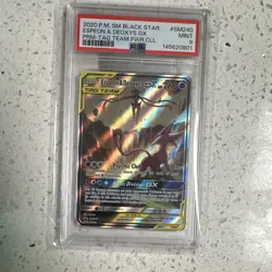 Pokemon PSA 9 Espeon & Deoxys GX SM240 2020 Black Star Promo TAG TEAM Holo EN - Image 1