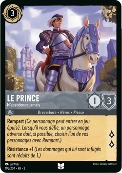 Carte Disney Lorcana Chapitre 2 Prince - N'abandonne jamais 195/204 Peu Commune - Image 1