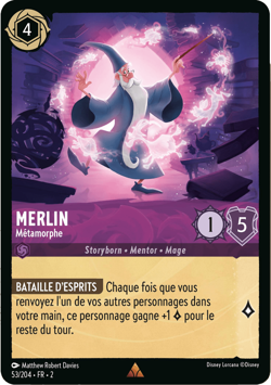Carte Disney Lorcana Chapitre 2 Merlin - Metamorphe 53/204 Rare FR - Image 1