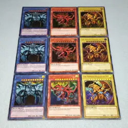 Yugioh Egyptian God Winged Dragon of Ra + Slifer + Obelisk 9 Card Holo Set - Image 1