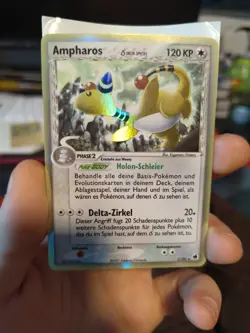 Pokemon TCG Ampharos 1/101 EX Dragon Frontiers Delta Species Holo DE Stamped NM - Image 1