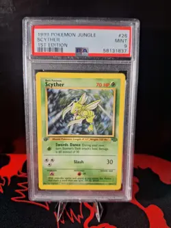 1999 Pokemon Jungle SCYTHER #26 1st Edition 26/64 PSA 9 MINT - Image 1