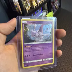 Pokemon Mewtwo SM77 Black Star Promo Holo Card with A Swirl - Image 1
