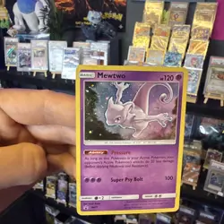 Pokemon Mewtwo SM77 Black Star Promo Holo Card with A Swirl - Image 3
