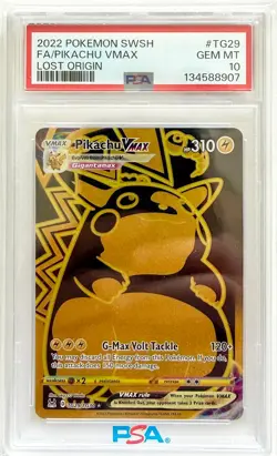 Pokemon Sword & Shield 2022 Lost Origin Pikachu VMAX TG29/TG30 PSA 10 Gem Mint - Image 1